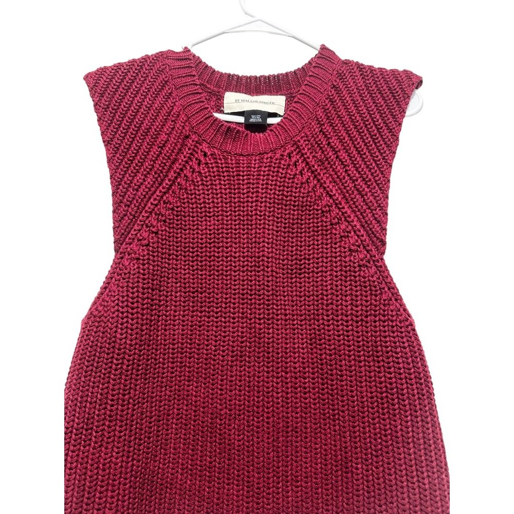 By Malene Birger Chunky Knit Linen Long Vest Womens Small Red Preppy Fisherman - Picture 8 of 16